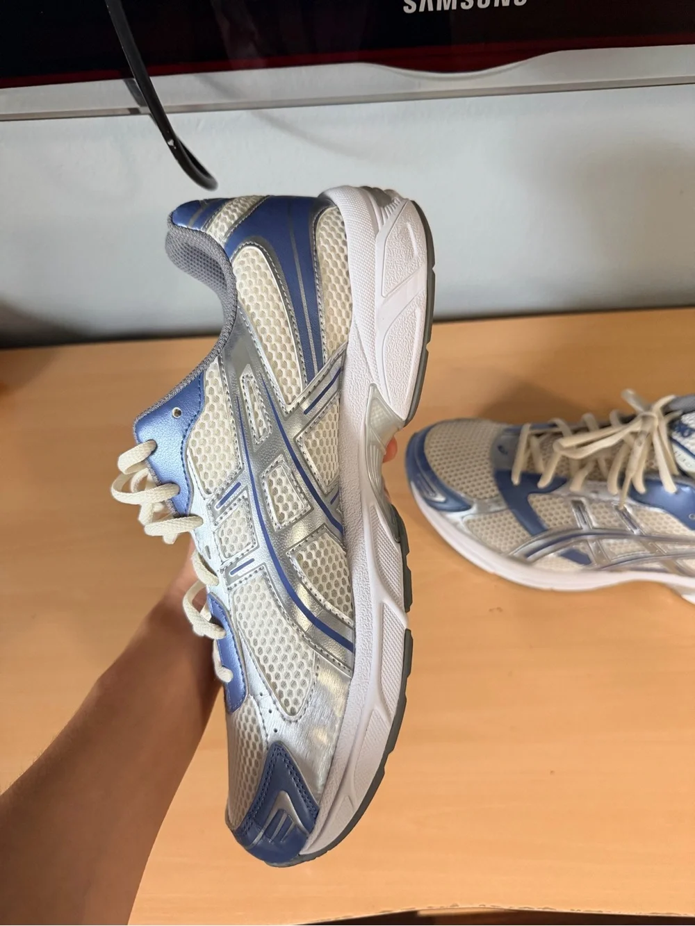 ASICS Gel 1130 Sneakers in Cream and Light Blue